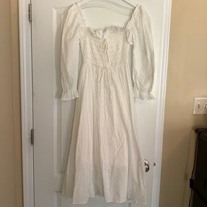 White off the shoulder midi dress